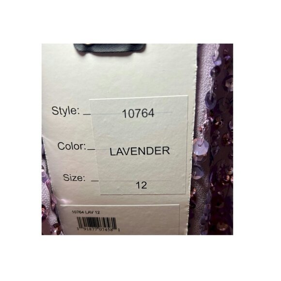 Mac Duggal Lavender Illusion Puff Sleeve V Neck Midi Dress Size 12 New NWT - Picture 5 of 9